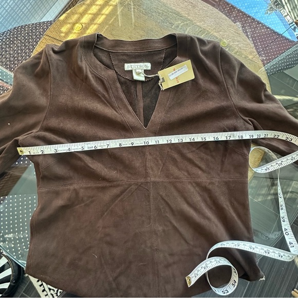 Stetson Chocolate Brown Supple Suede Leather Tunic W/Western Style Stitching L - Picture 12 of 16